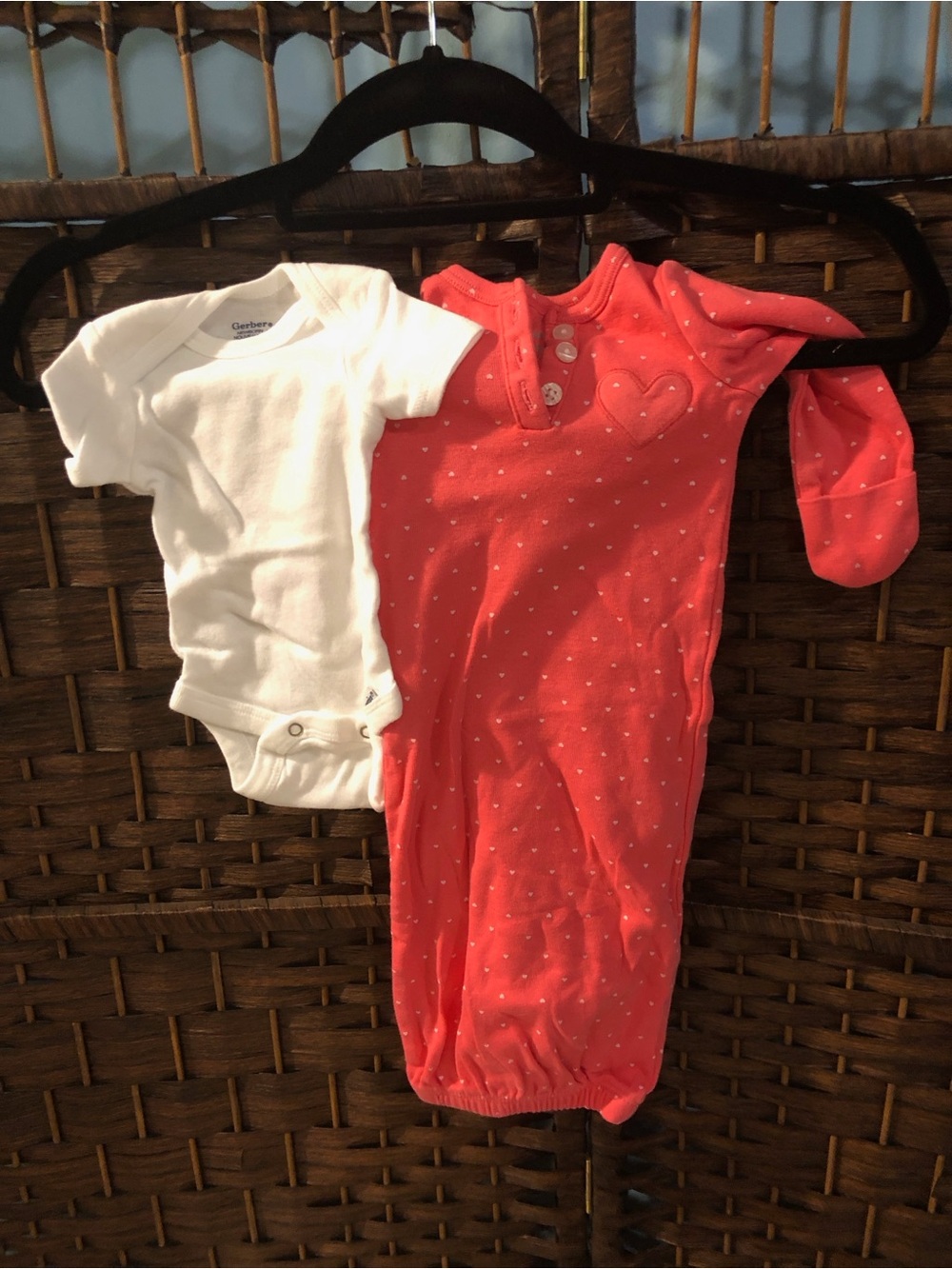 Baby bundle Gerber Onesie and Carters Coral Heart Sleep Sack Newborn 0 months